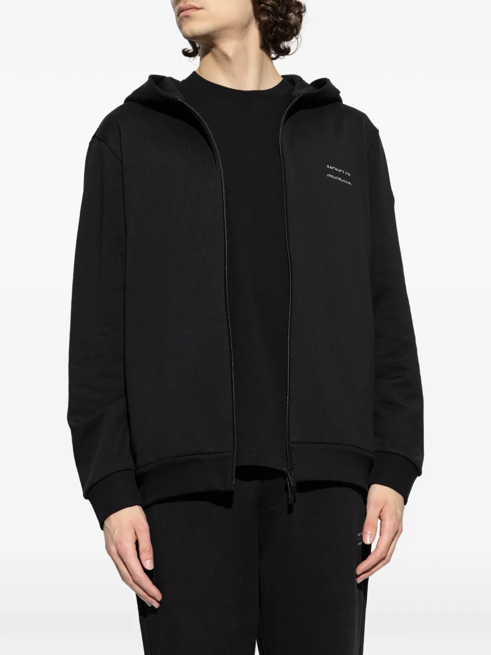 Moncler Hoodie met rits Zwart