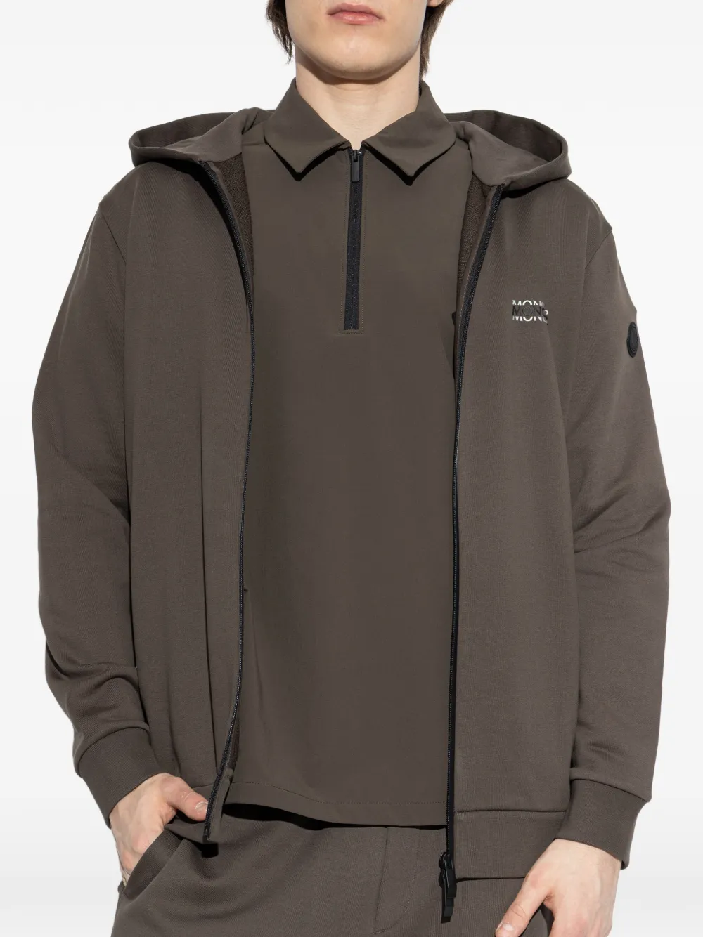 Moncler Hoodie met rits Bruin