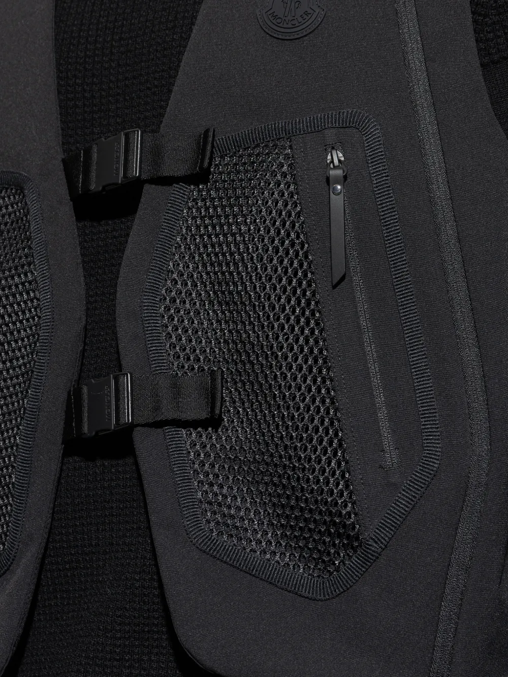 Moncler Spica gilet met mesh zakken en gesp Zwart