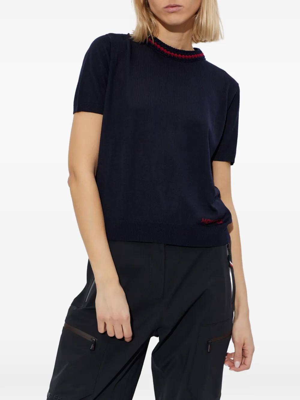 Moncler Gebreid T-shirt met korte mouwen Blauw