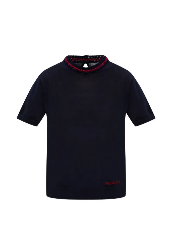 Moncler shorty-sleeve Knitted T-shirt | Blue | FARFETCH ID