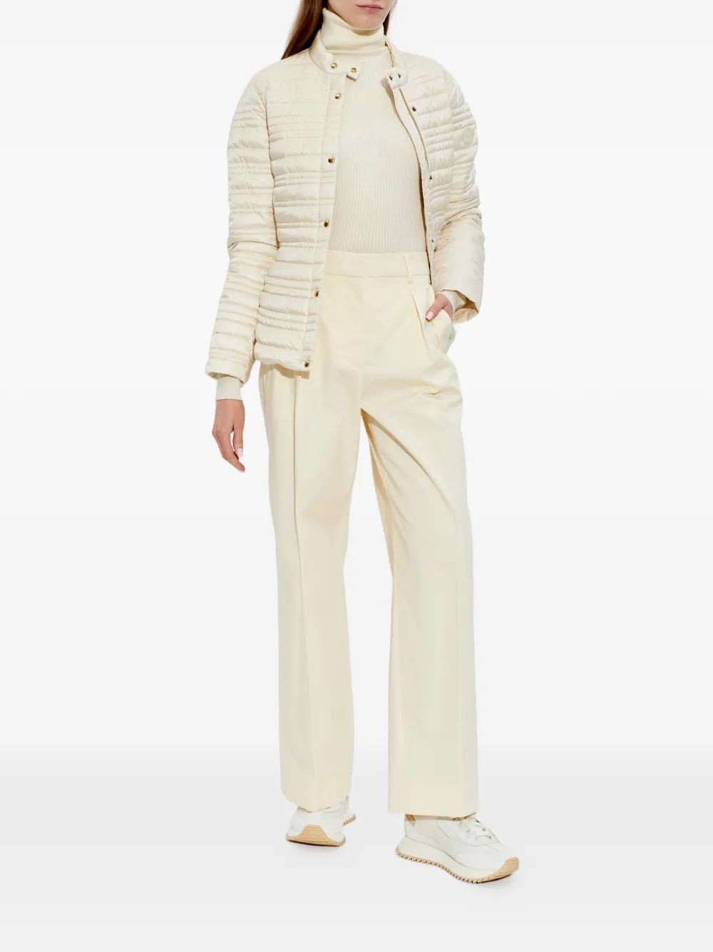  Moncler Buttoned Puffer Jacket - Neutrals 