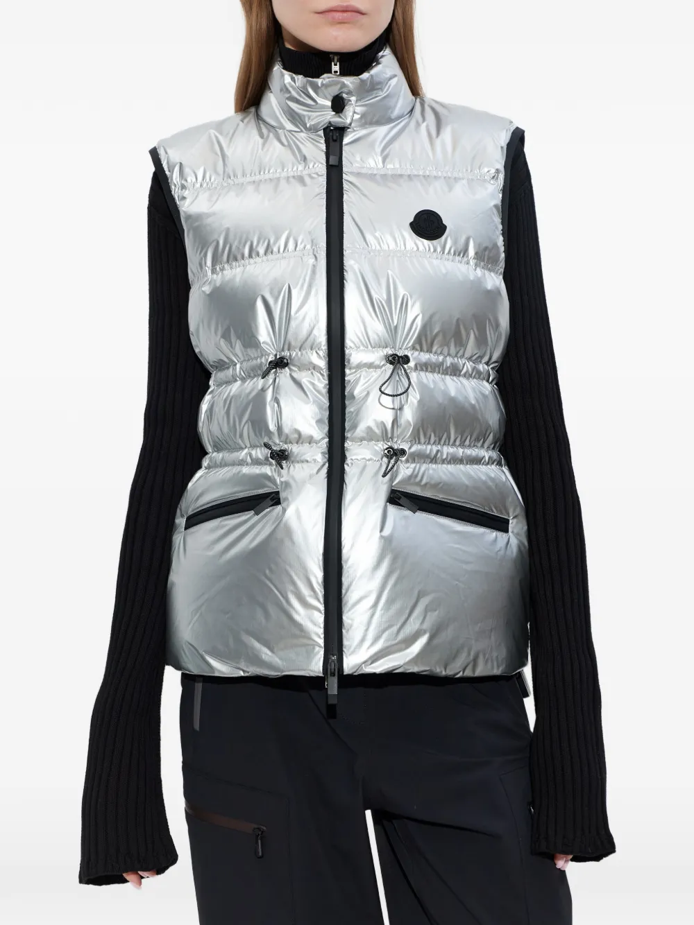  Moncler Drawstring Padded Gilet - Silver 