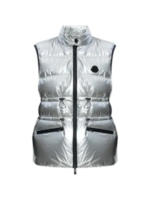 Moncler Hera Hooded Down Gilet | Silver | FARFETCH