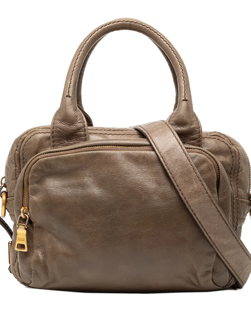 Prada Pre-Owned Borsa a tracolla Vitello Shine Bauletto 2010-2025 - Marrone