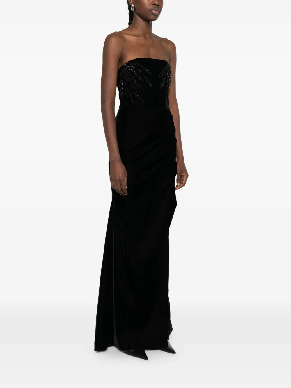  M.marquise Embellishment Slit Dress - Black 
