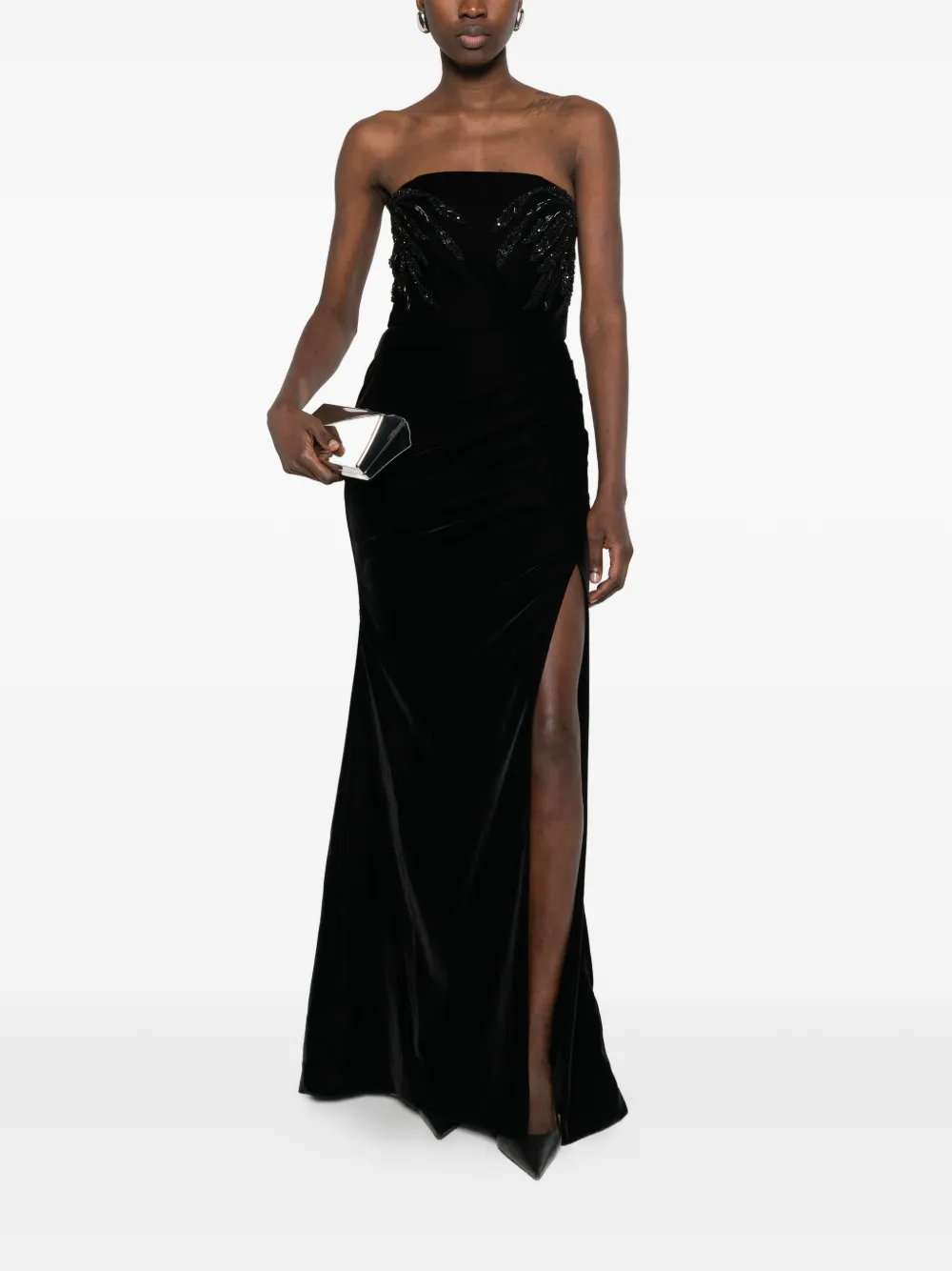  M.marquise Embellishment Slit Dress - Black 