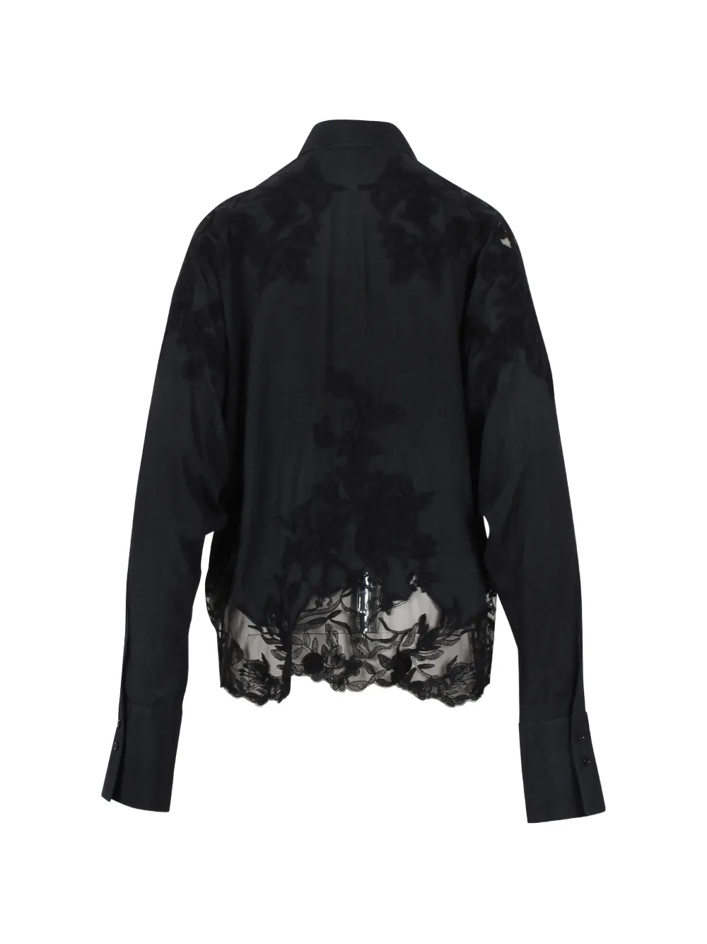 Ermanno Scervino Blouse met borduurwerk en kanten afwerking Zwart