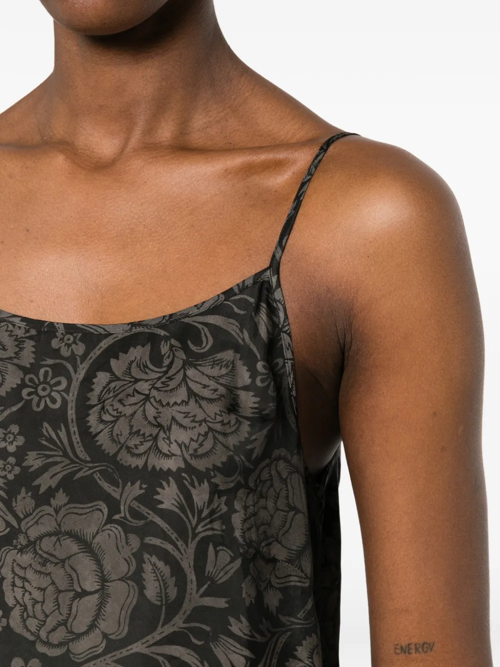 Uma Wang Anaya midi-jurk met bloemenprint Zwart