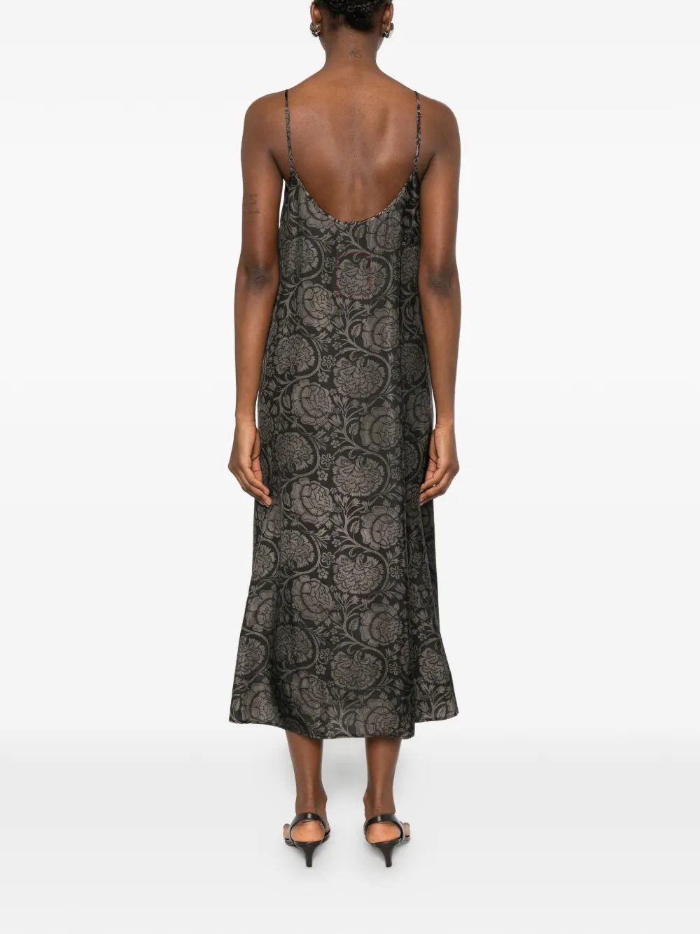 Uma Wang Anaya midi-jurk met bloemenprint Zwart
