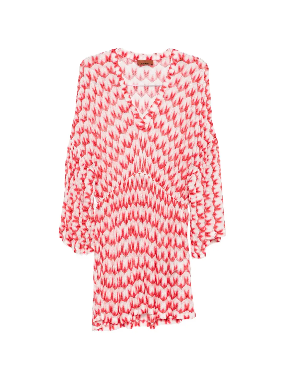 Missoni V-neck Patterned Beach Dress In Red