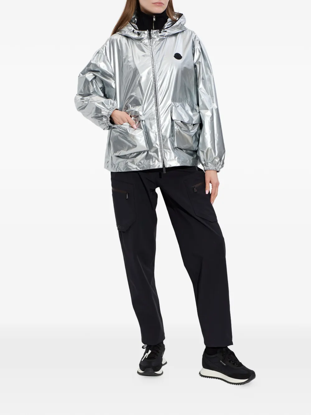 Moncler Jack met capuchon en zak Zilver