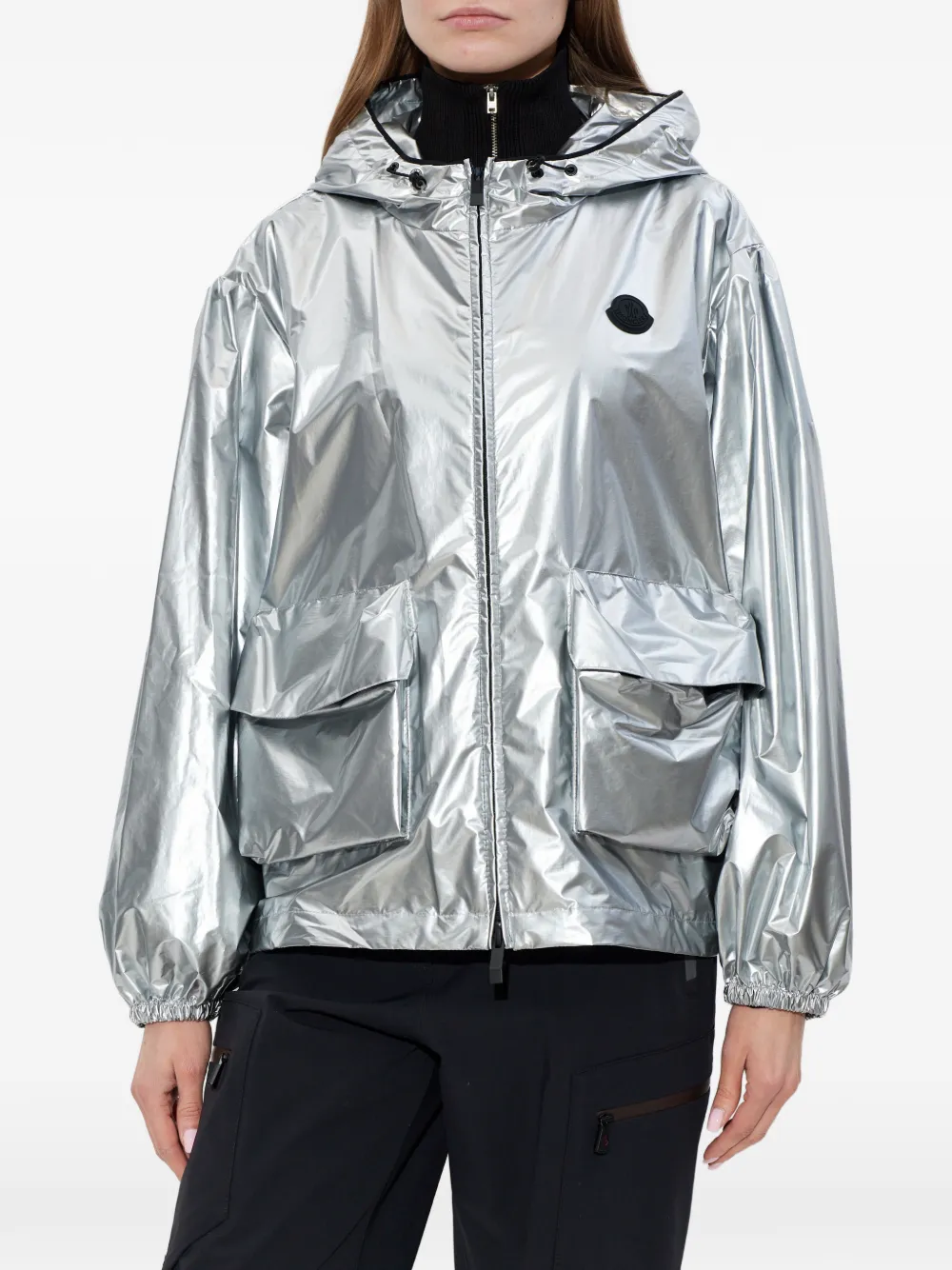 Moncler Jack met capuchon en zak Zilver