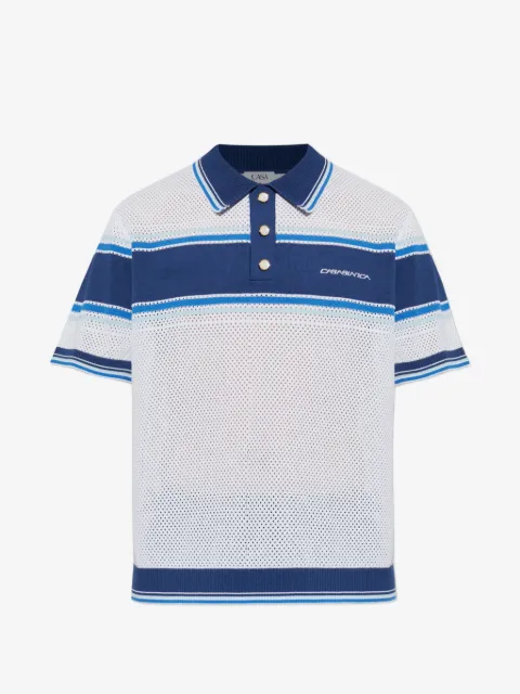 Casablanca open-knit striped polo shirt