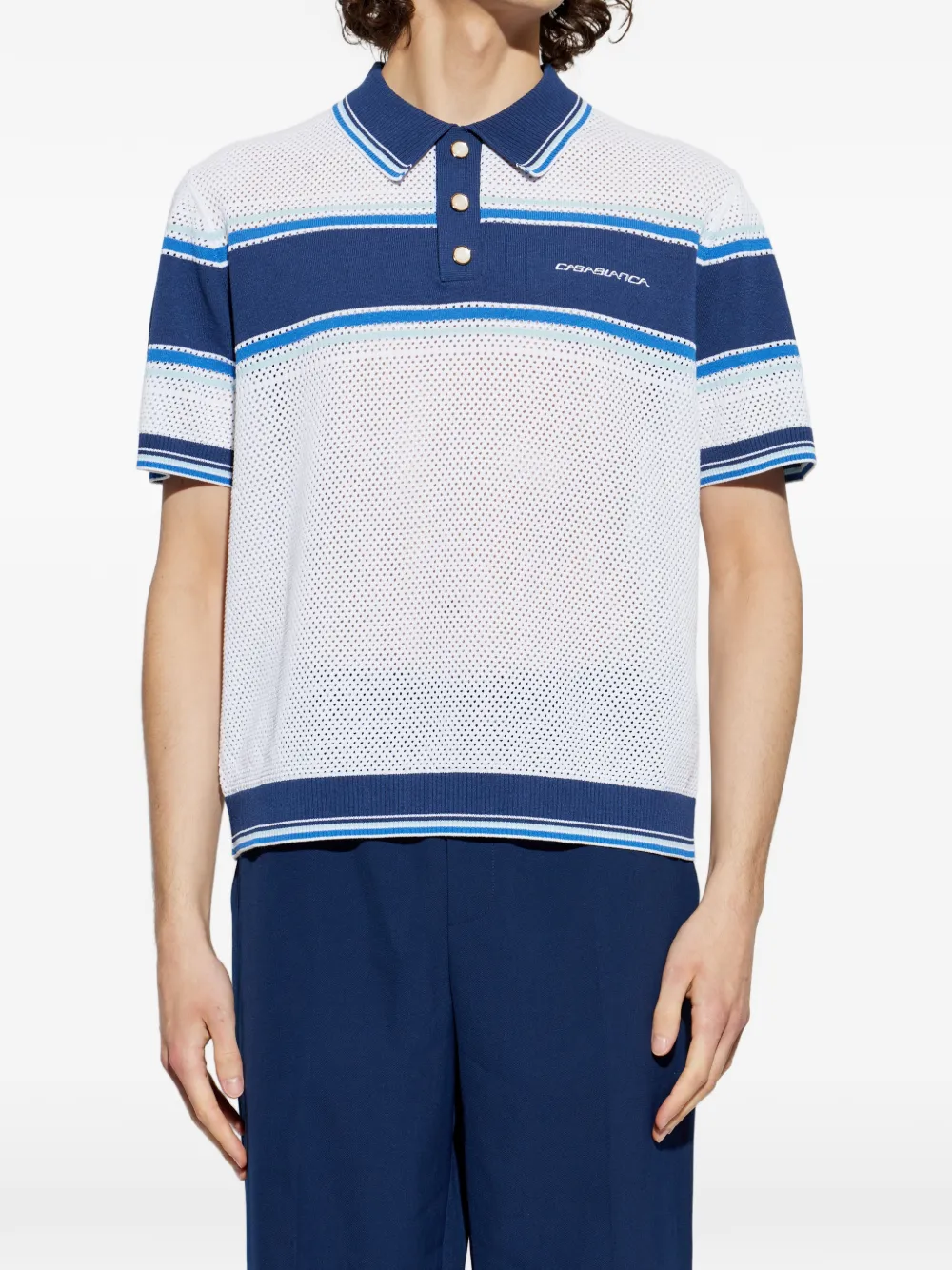 Casablanca Opengebreid poloshirt Wit