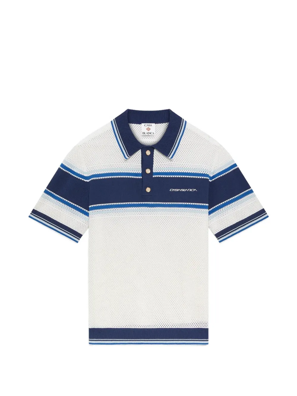 Casablanca open-knit striped polo shirt