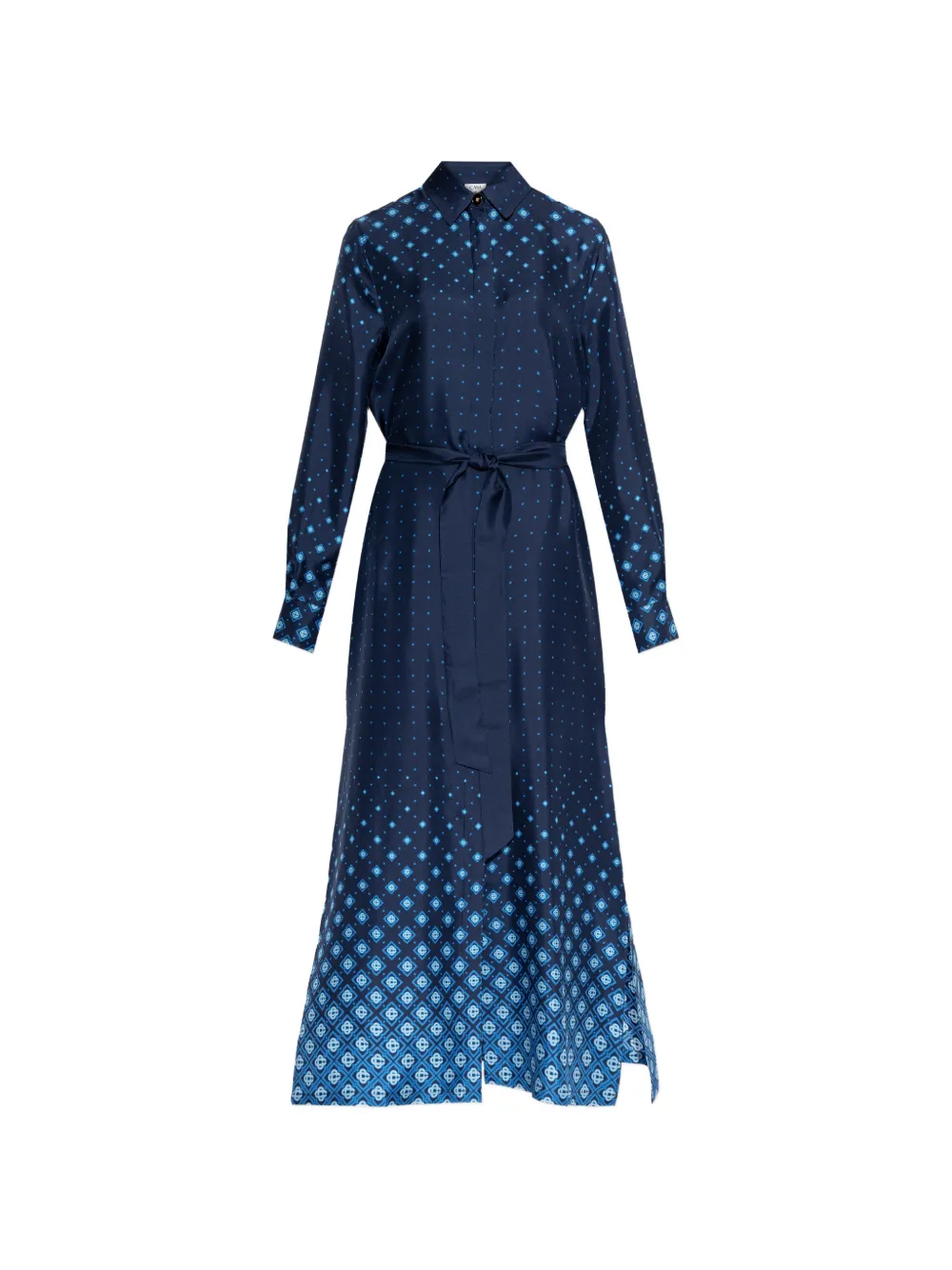 Casablanca belted patterned shirt dress - Blu