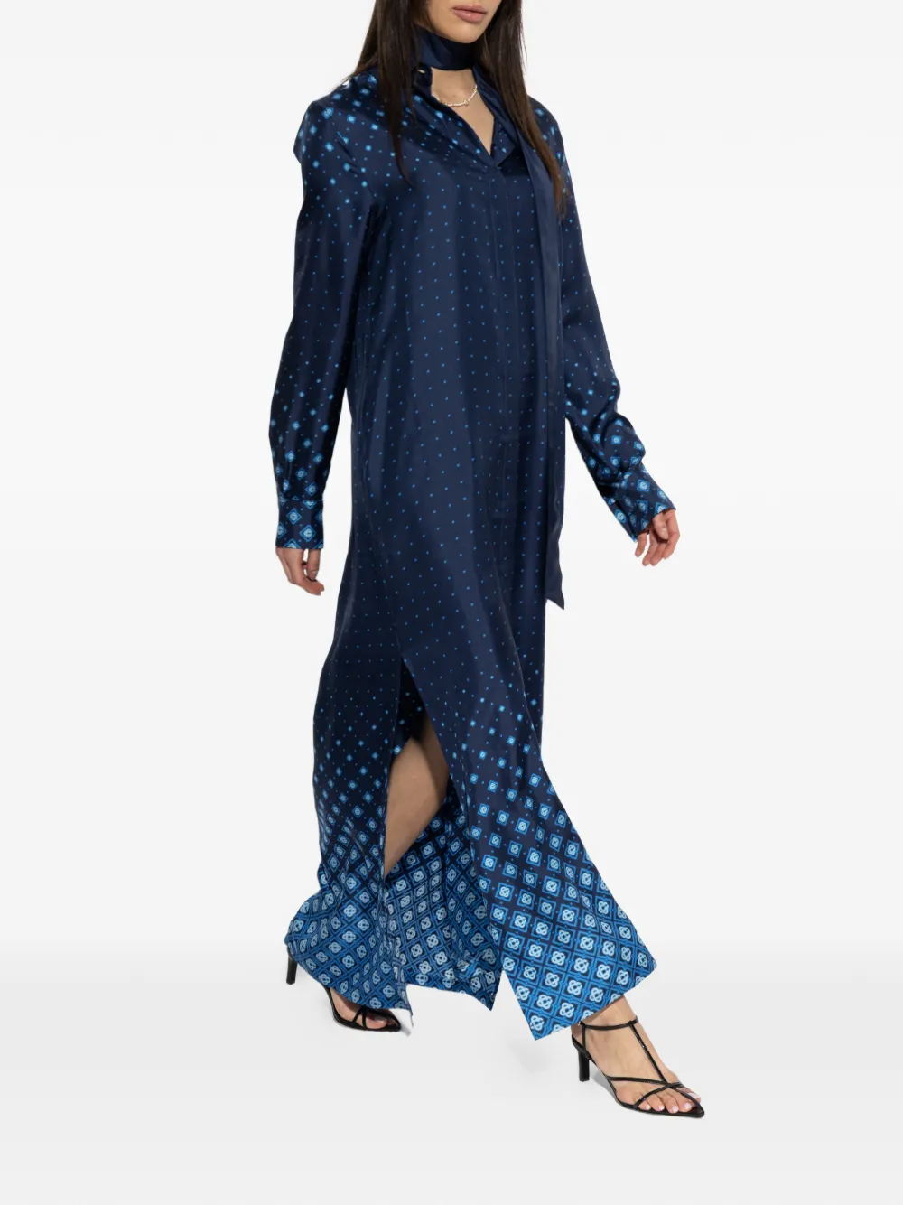 Casablanca Blousejurk met patroon en ceintuur Blauw