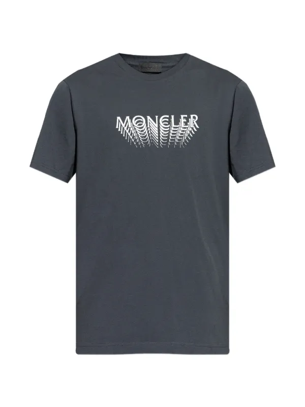 Moncler Logo Cotton Jersey T-shirt in Grey
