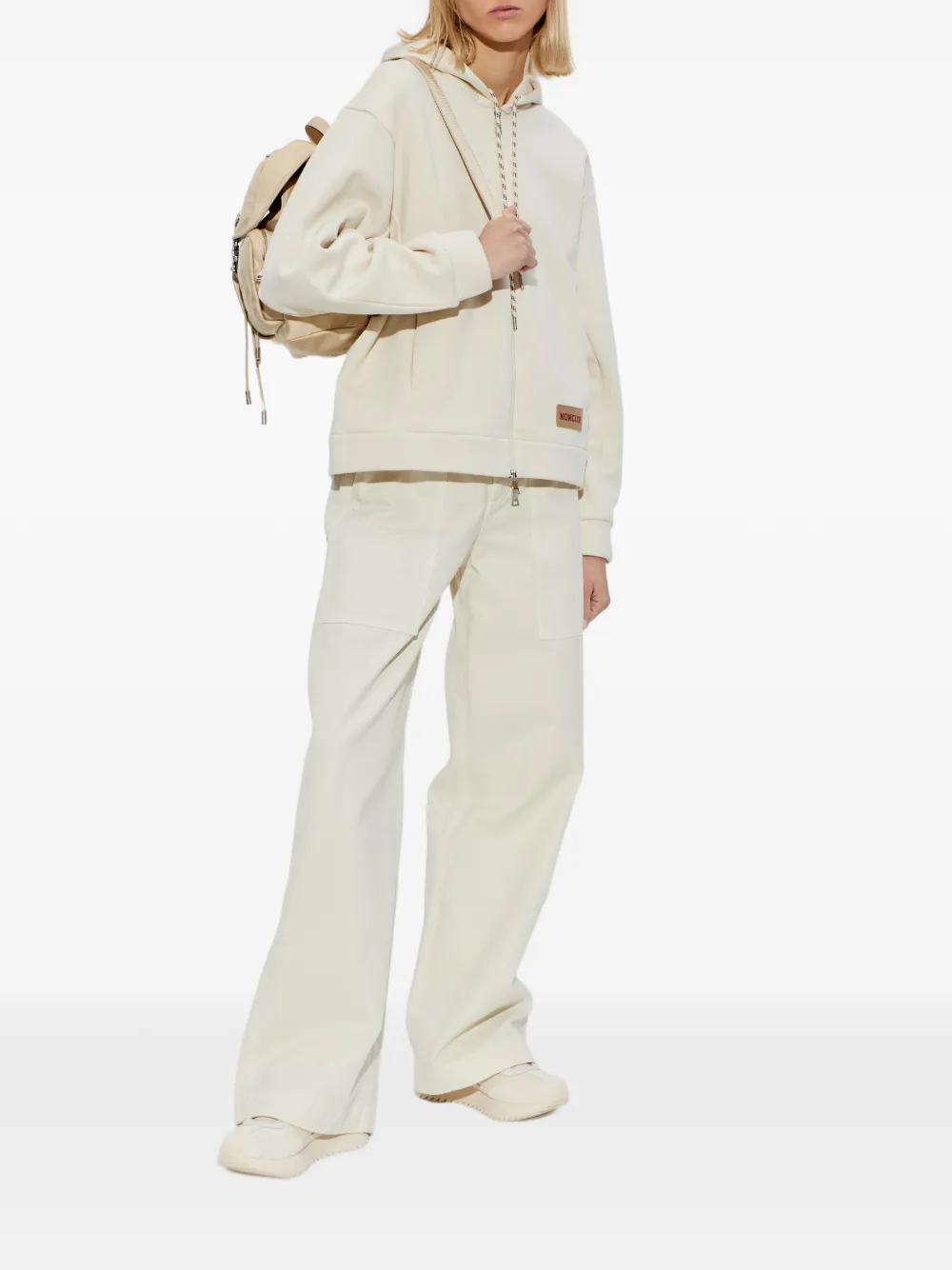  Moncler Logo-patch Hoodie - Neutrals 
