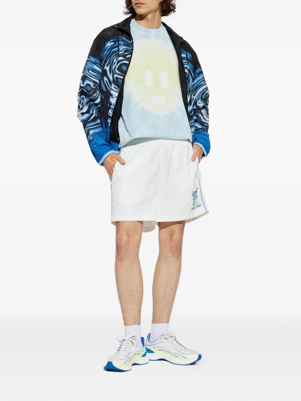 Casablanca T-shirt met tie-dye print Blauw