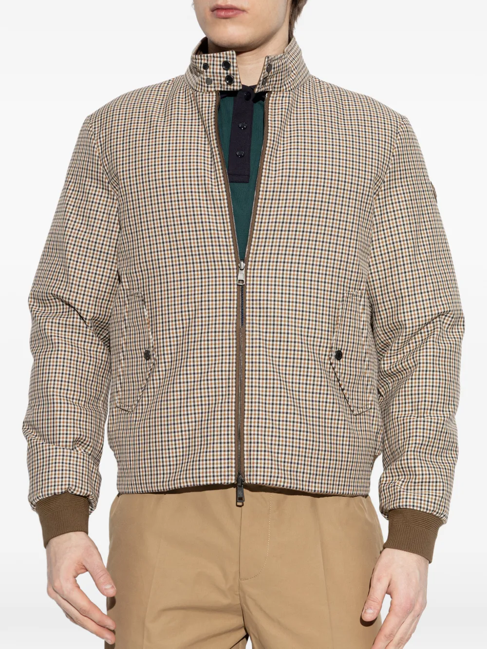 Moncler Almogordo omkeerbaar geruit gewatteerd jack Beige