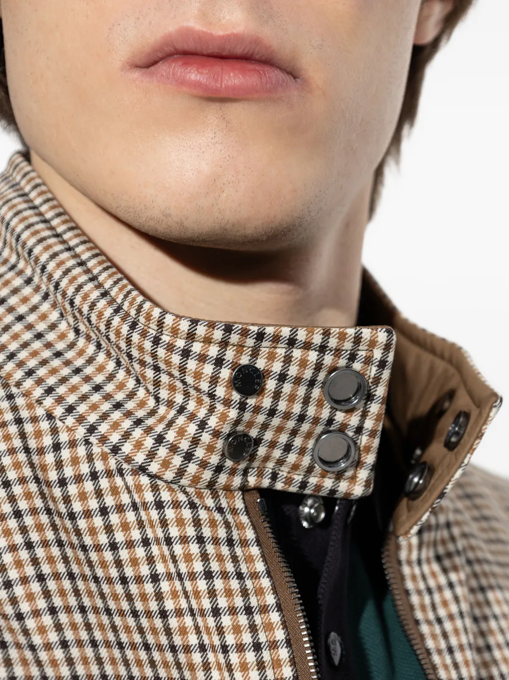 Moncler Almogordo omkeerbaar geruit gewatteerd jack Beige