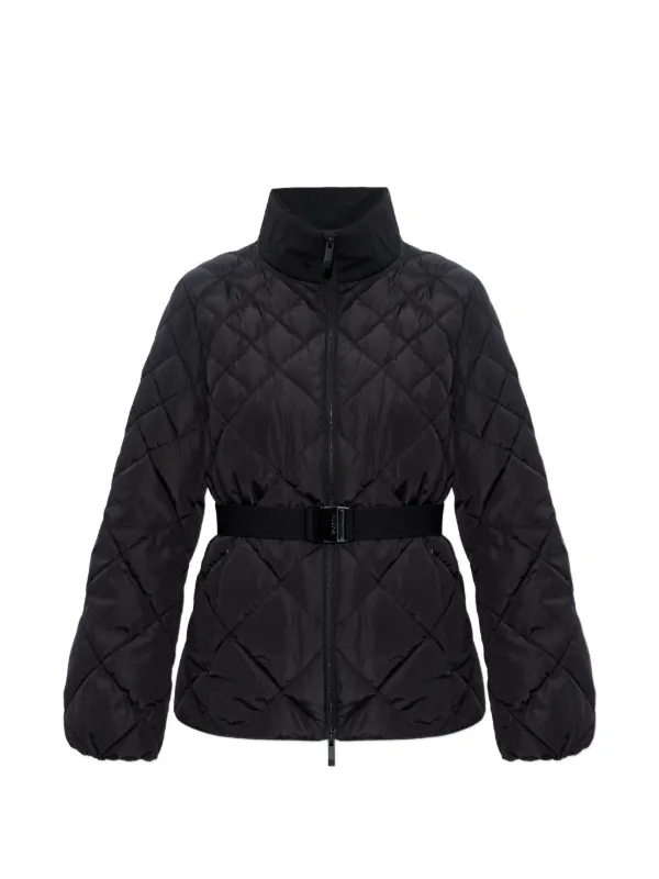 Moncler Balsamine Geometric-quilted Short Down Jacket in Black