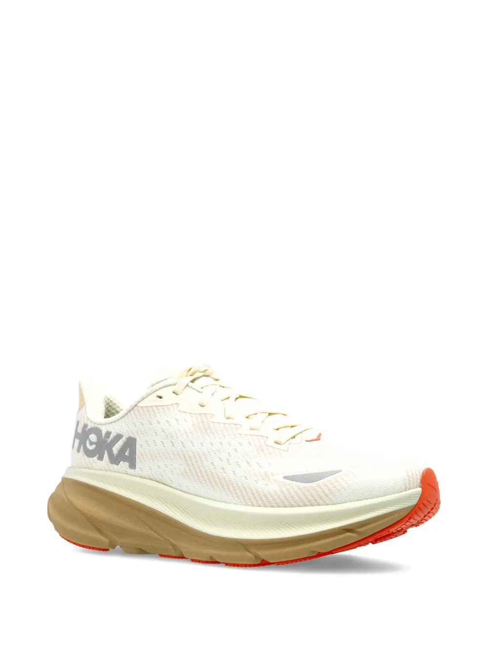 HOKA Clifton 9 sneakers met geborduurd logo Beige