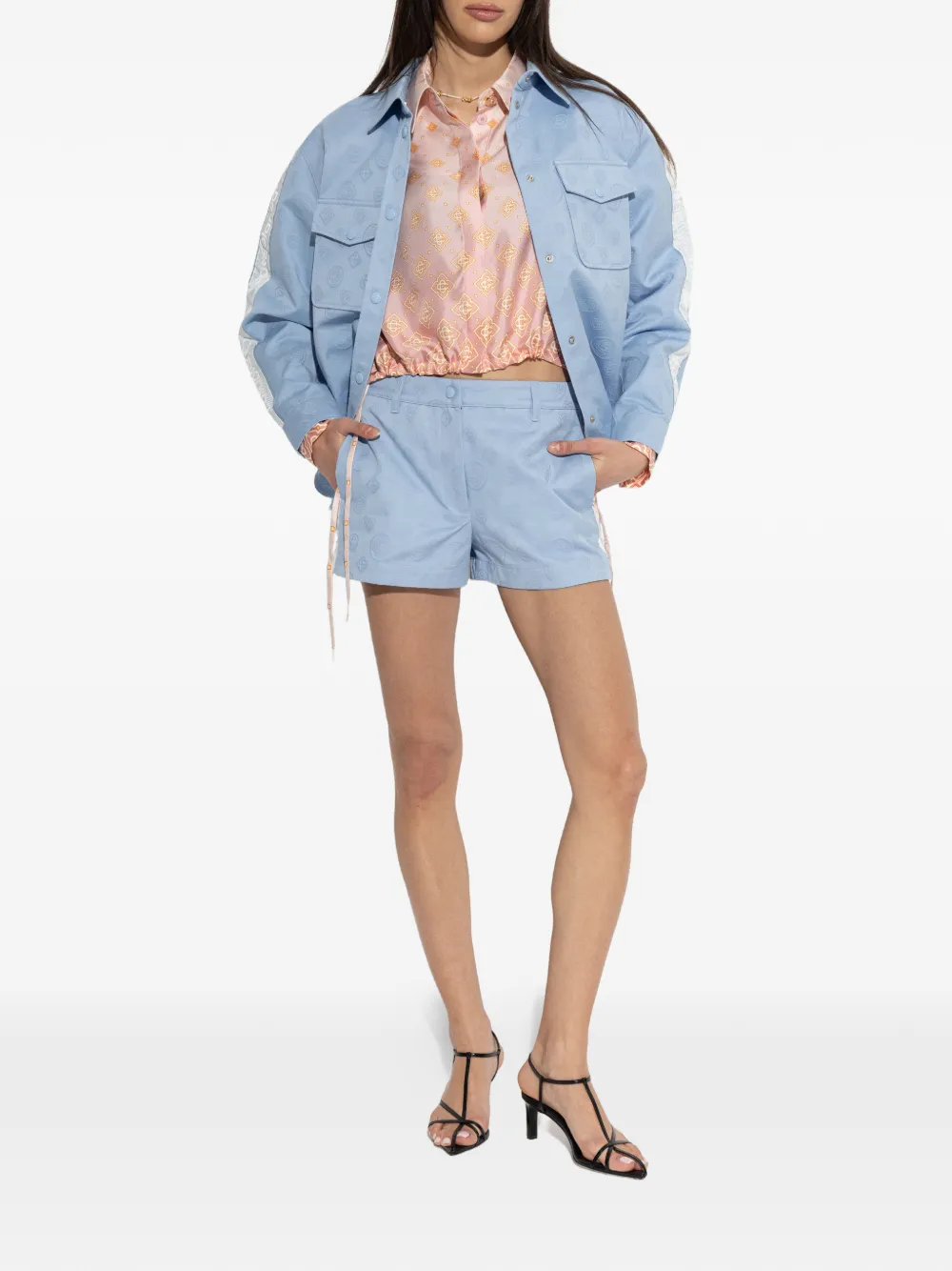  Casablanca Monogram Stripe Shorts - Blue 
