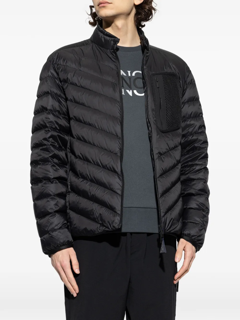 Moncler Mackinac gewatteerd jack met mesh zak Zwart