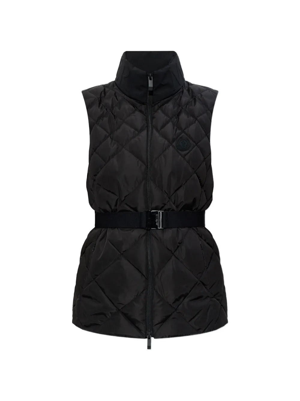 Moncler - Bodywarmer met logopatch - dames - polyamide/polyamide/donsveren - 0 - Zwart