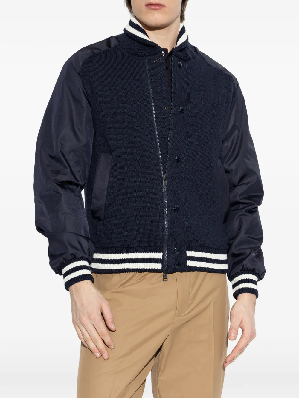 Moncler Bomberjack met gestreepte afwerking Blauw