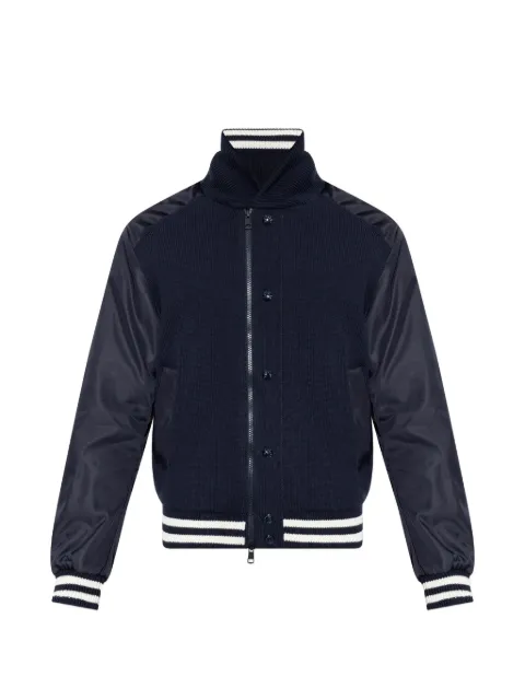 Moncler striped-trim knitted bomber jacket
