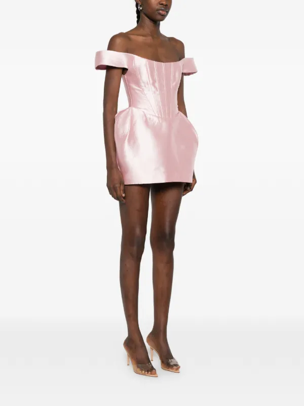 M.Marquise off-shoulder Corset Mini Dress | Pink