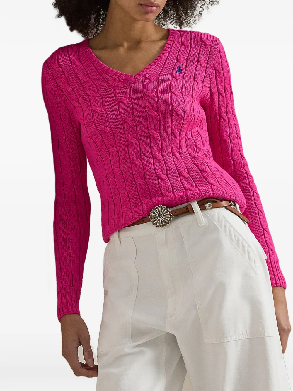 Polo Ralph Lauren Kabelgebreide trui met V-hals Roze
