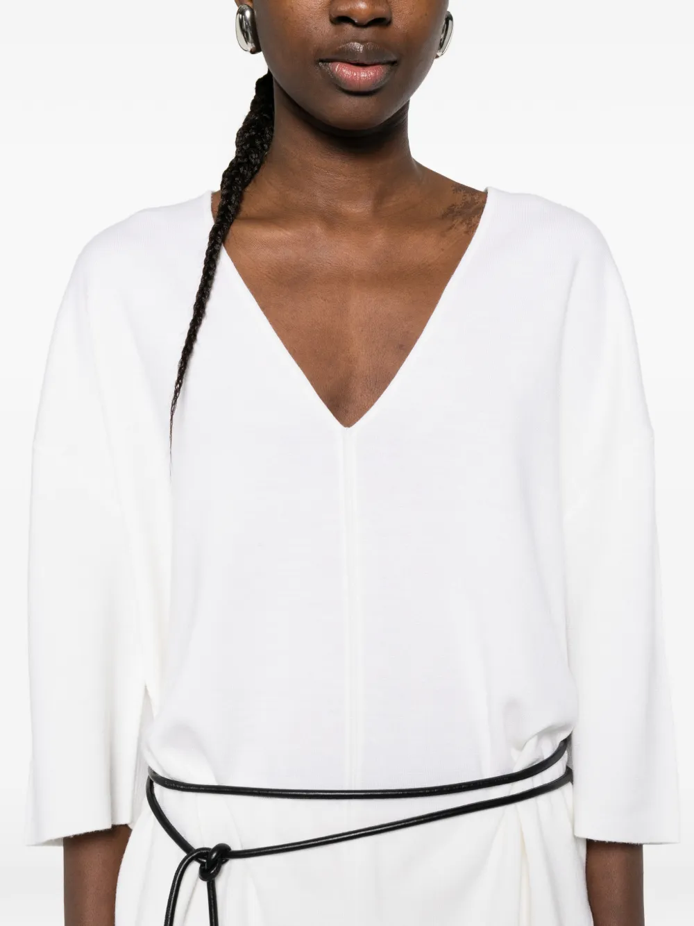 Allude Trui met vierkante hals Beige