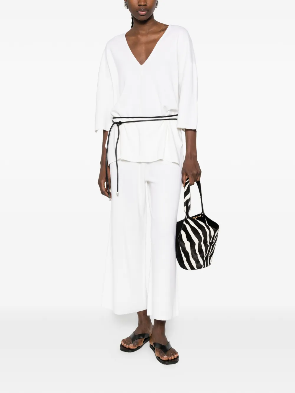 Allude Wide-leg Trousers - Neutrals 