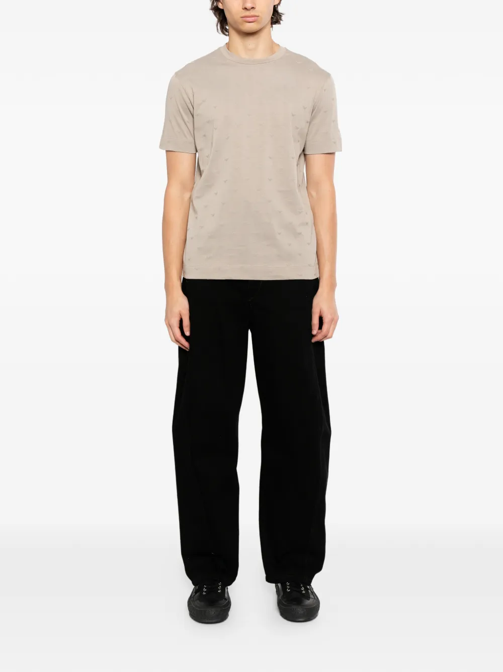 Emporio Armani T-shirt met monogram Beige