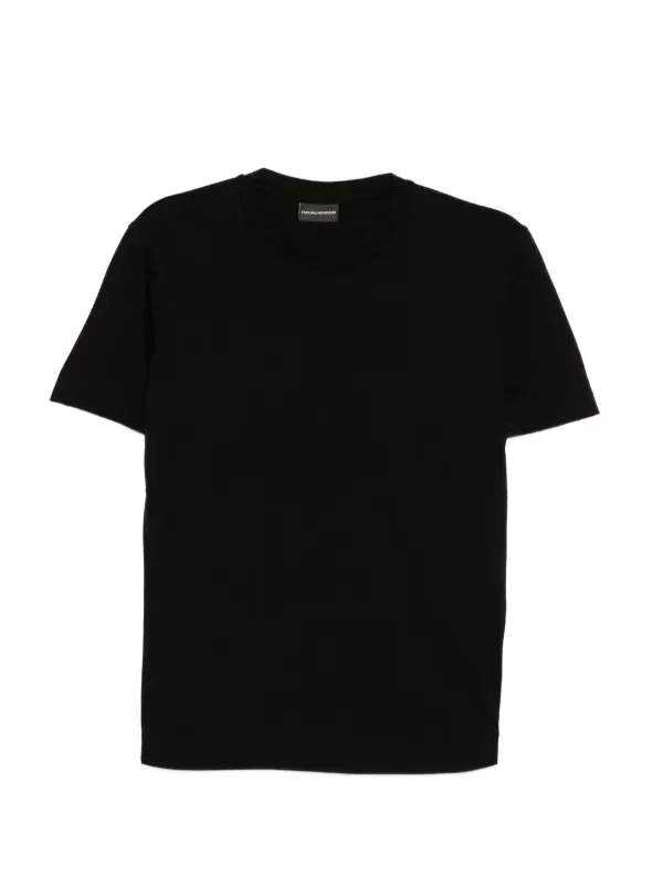 Emporio Armani Slim-fit T-shirt in All-over Micro-eagle Jacquard Jersey in Black