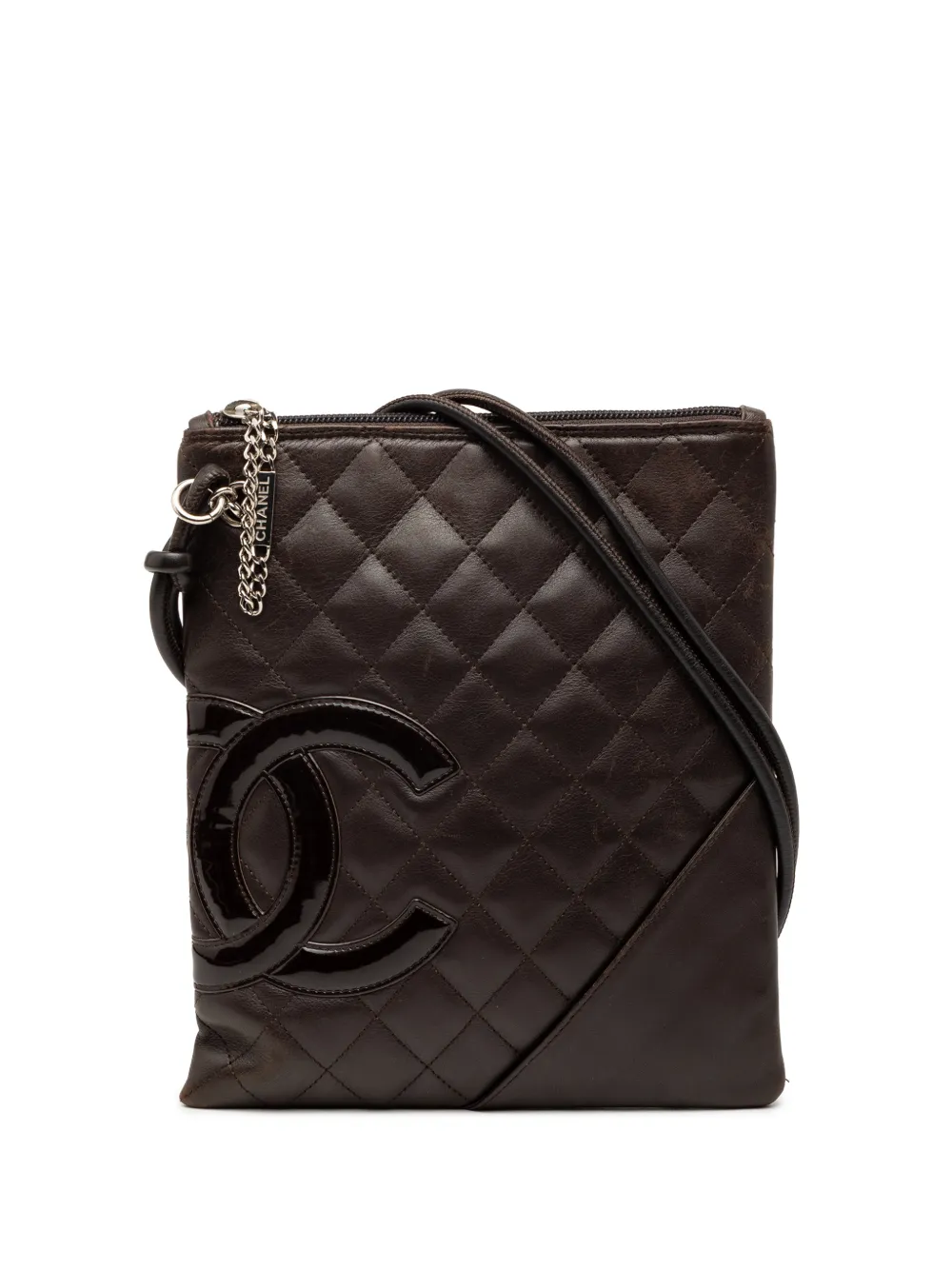 CHANEL Pre-Owned 2005-2006 Quilted Lambskin Cambon Ligne Flat crossbody bag - Marrone