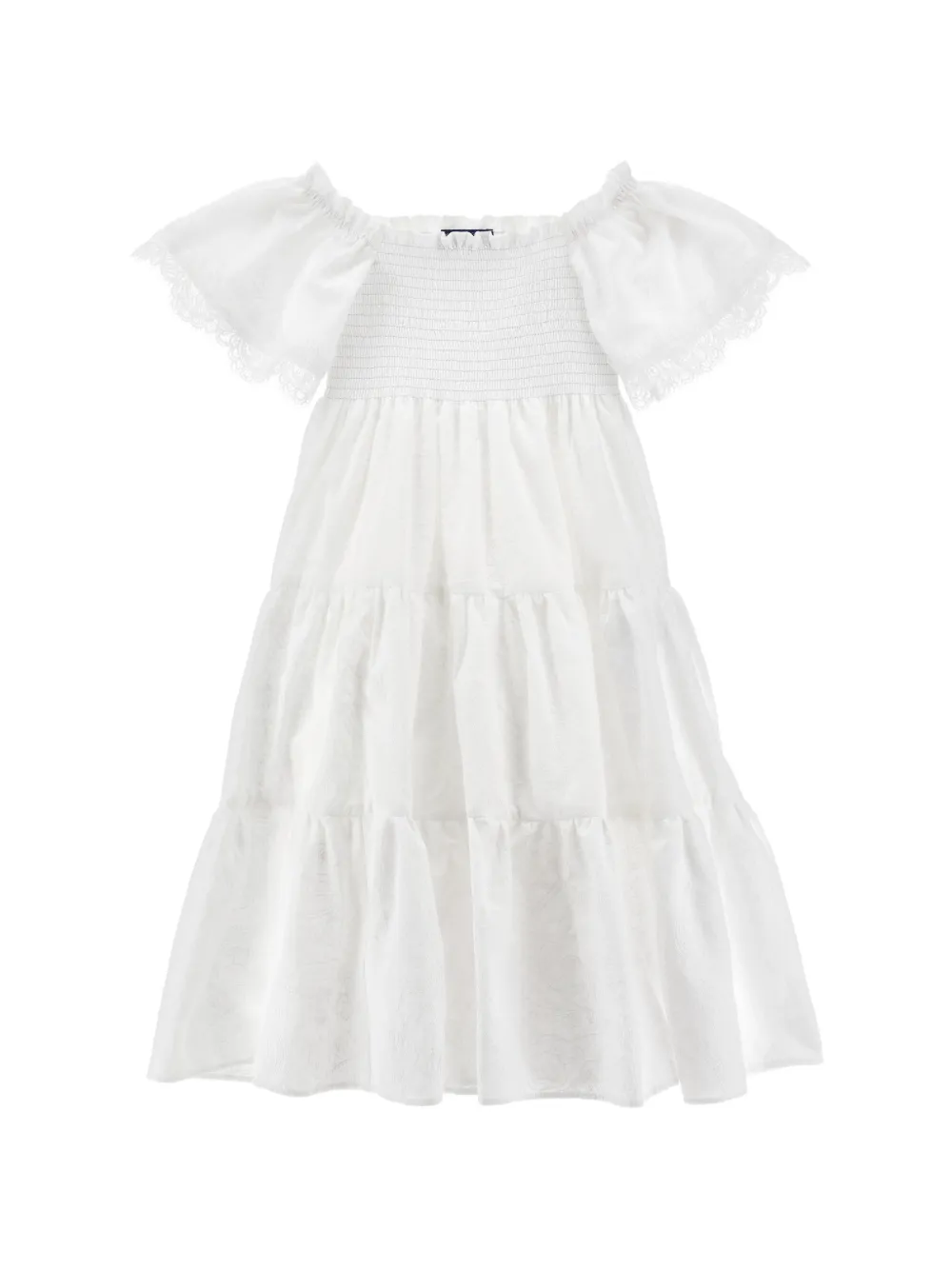 Ermanno Scervino Junior lace-trimmed tiered dress - Bianco