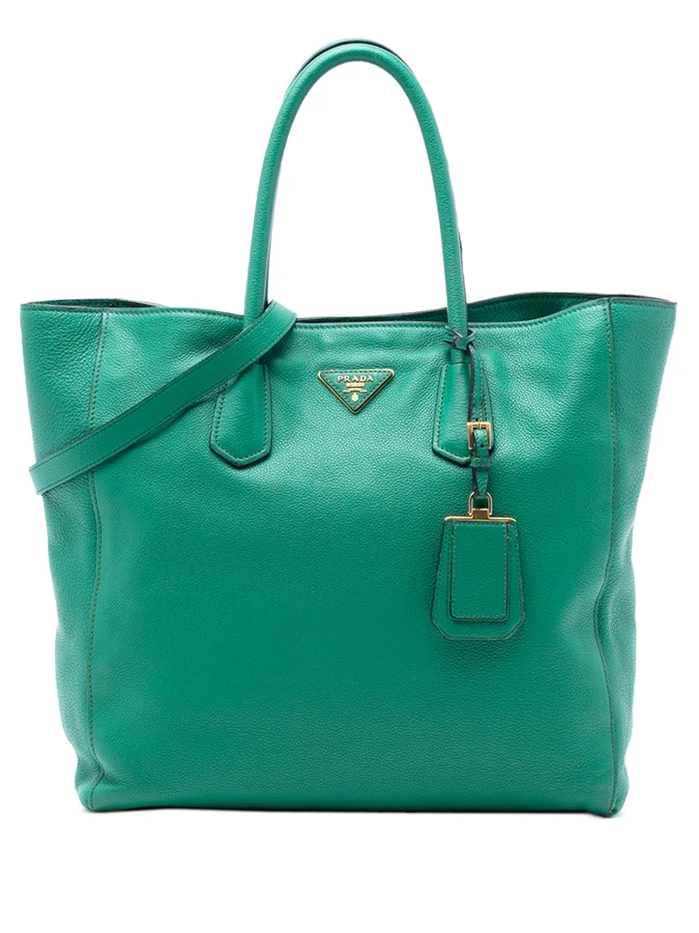 Prada Pre-Owned 2010-2025 Vitello Daino Open Convertible Tote satchel - Verde