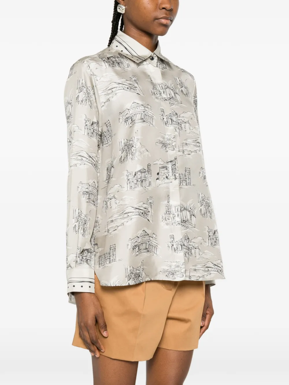  Max Mara Patterned Buttoned Shirt - Neutrals 