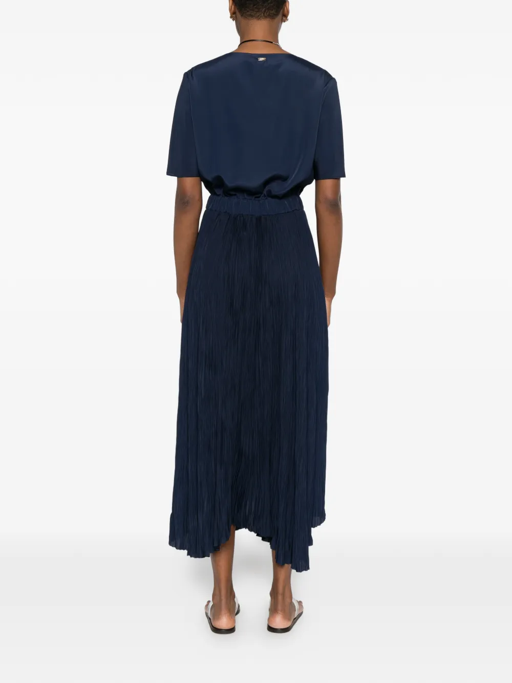 Pleated V-Neck Dress