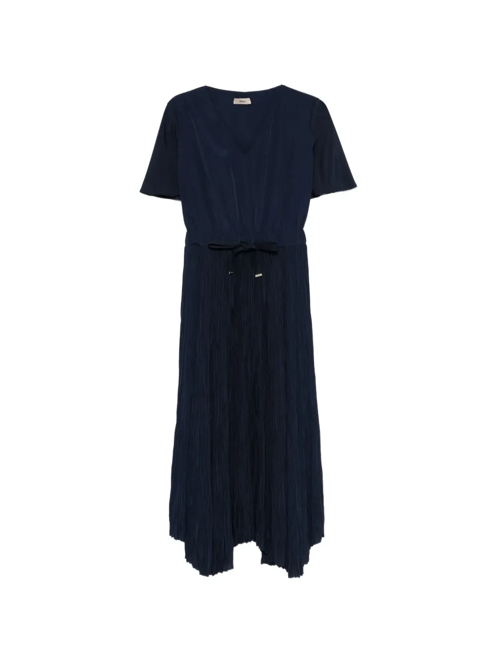 Herno pleated V-neck dress - Blu
