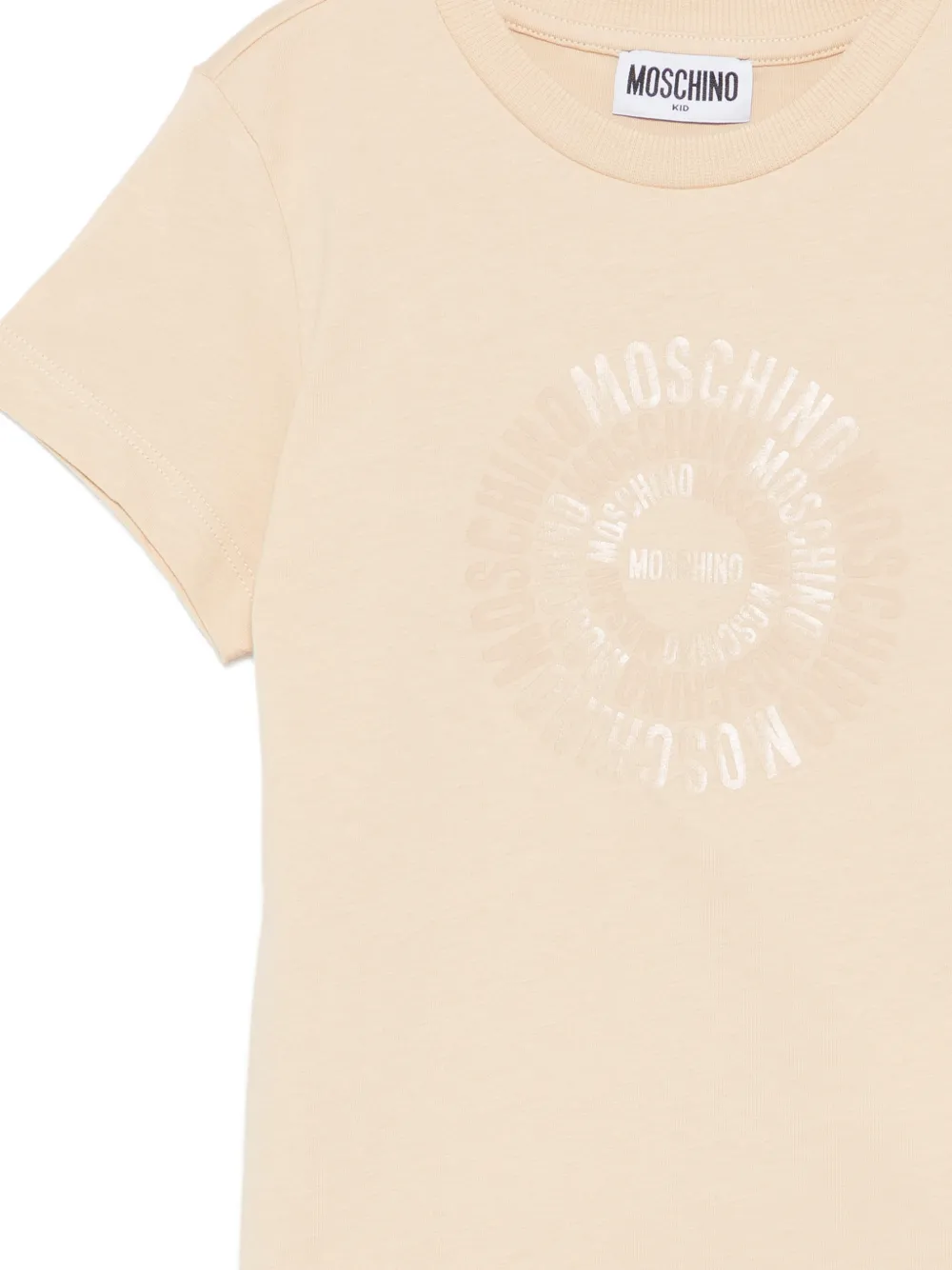 Moschino Kids T-shirt met ronde hals en logo Beige