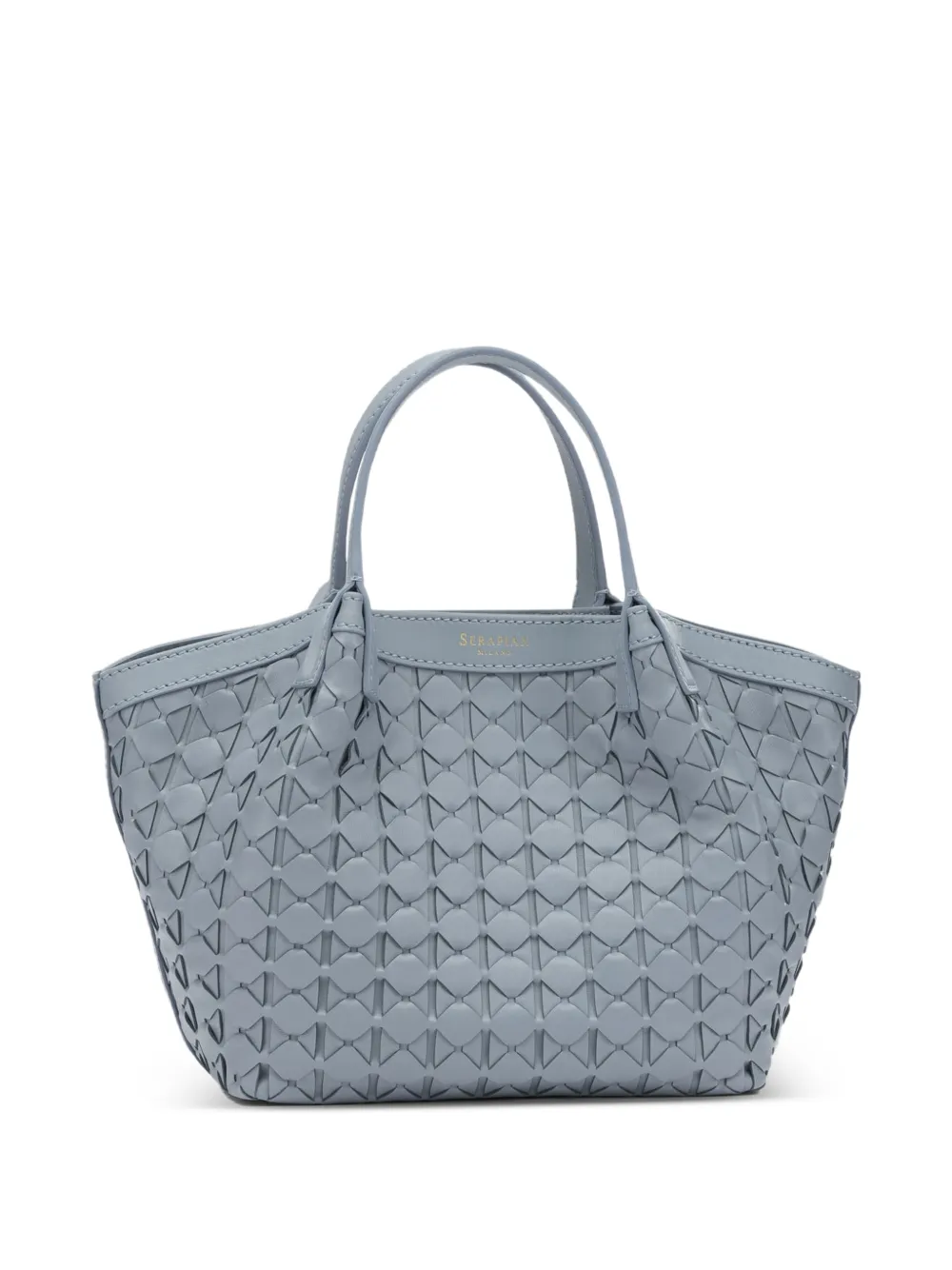 Serapian mini Secret woven top-handle tote bag - Blu