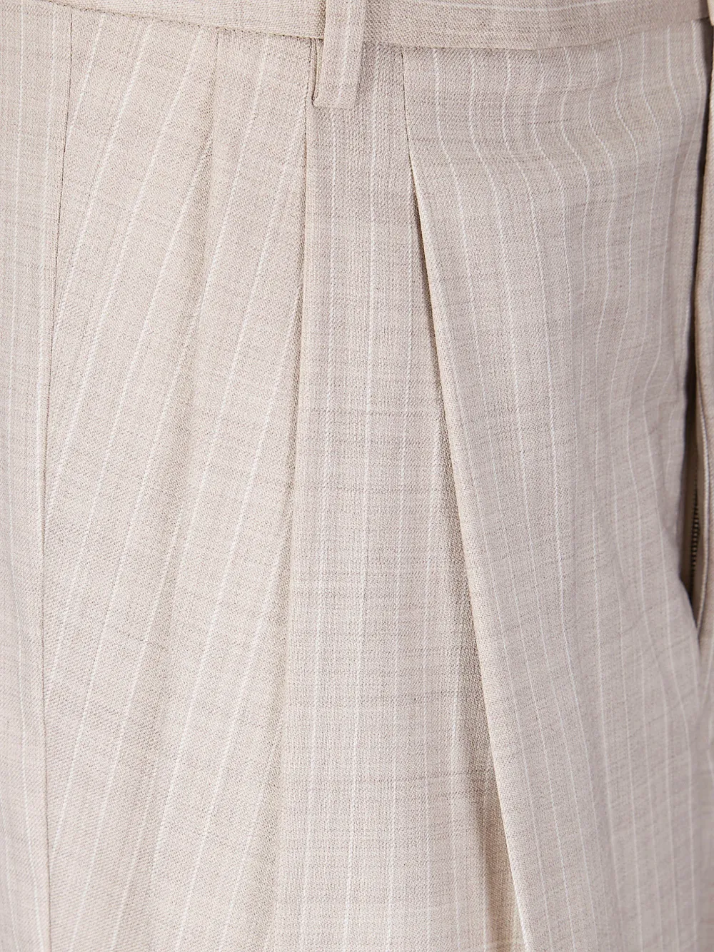  Hed Mayner Pinstripe-pattern Pleated Trousers - Neutrals 