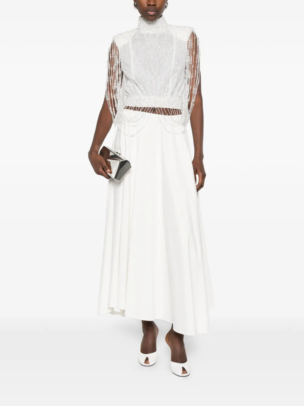  M.marquise Beaded Fringe Blouse - White 